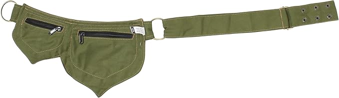 Cotton two Leaf Pocket Waist Belt-Sage