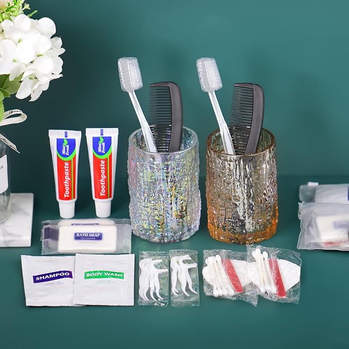 5 Sets Personal Hygiene Kit Bulk, Disposable Toothbrushes with Toothpaste Floss Comb Soap Cover Shampoo Body Wash and Vanity Kit, Toiletry Kits Homeless Supplies Bulk for Women,Men,Travel,Homeless