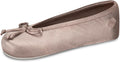 Isotoner Women's Satin Ballerina Slippers with Classic Ribbon Bow and Suede Sole
