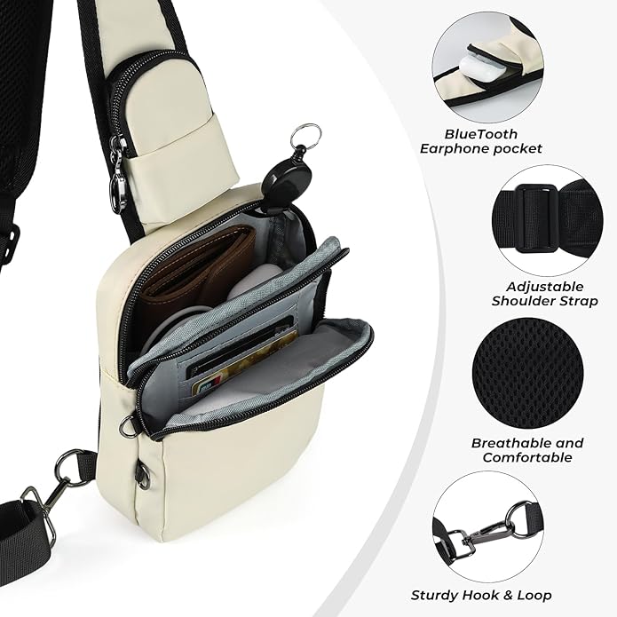 Crossbody Bag Anti Theft Sling Bag for Women Men RFID Blocking, Small Shoulder Chest Bags with Zipper Lock