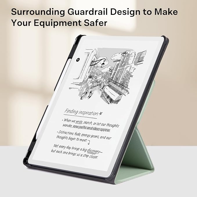 CoBak Case for 11" Kindle Scribe 3rd Generation 2025, Kindle Scribe Colorsoft with Two Viewing Angles - All New PU Leather Cover with Auto Sleep Wake, Pen Holder. Sage Green