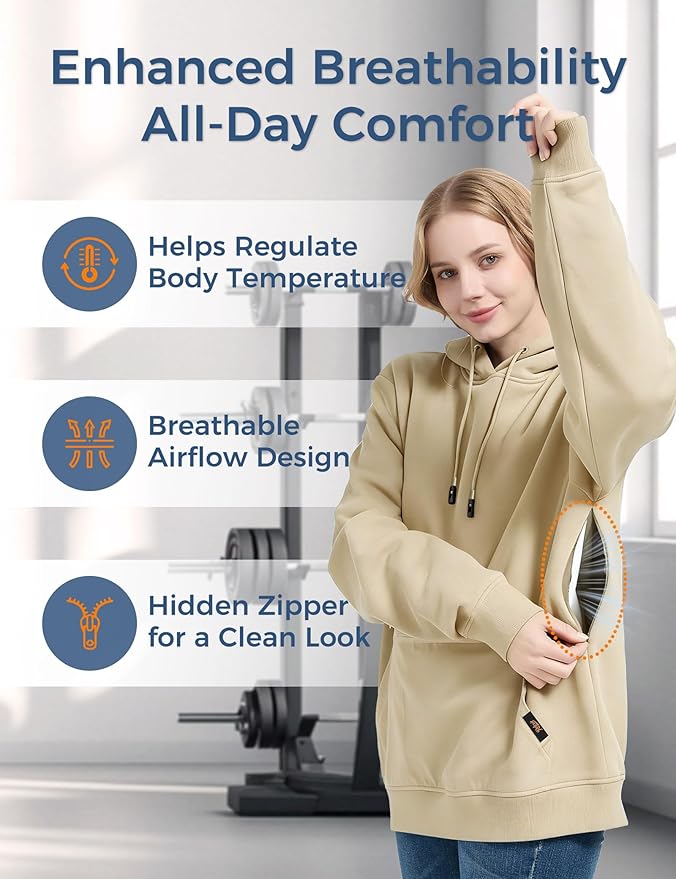 Travel Hoodie with Built-In Eye Mask for Airplane Travel Breathable Comfort Pullover Sweatshirt Multiple Pockets