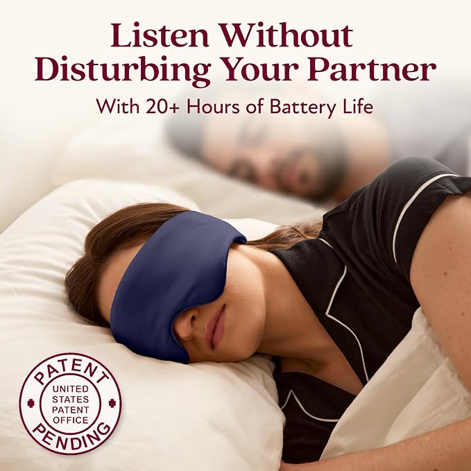 SilkSound 100% Mulberry Silk Bluetooth Sleep Mask, Skin-Friendly Sleeping Eyemask with Bluetooth Headphones, Sleep Gifts for Women, Silk Eyemask Headband Headphones for Sleeping Side Speakers