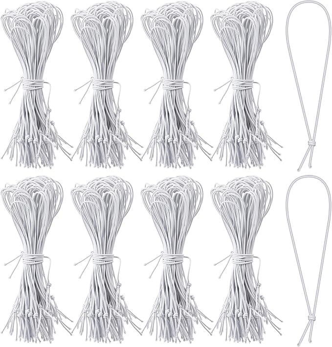 2000 Pcs 9 Inch Long Elastic Loop for Attaching Tags, Easy and Fast to Attach, Bundle of White Elastic String for Hang Tag, Clothes Tabs, Price Tabs, Luggage Label