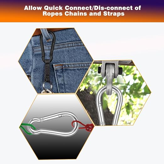 20PCS M4 Heavy Duty Carabiner Clip, 1.57Inch Snap Hook Quick Link Small Carabiner Clips,Spring Link Buckle for Fishing Camping Hammock Dog Leashes-110LBS Holding Capacity (Silver)