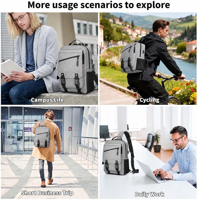 Leaper Anti-Theft Crossbody Sling Bag：one-handed quick-open lock in 3 seconds & hidden zippered pockets for Travel, Work & Daily Commute, Gray