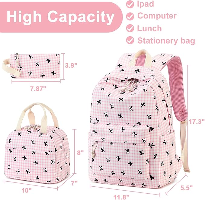 LEDAOU Backpack for Girls School Bag Kids Bookbag Teen Backpack Set Daypack with Lunch Bag and Pencil Case | Kids, Bookbag, Daypack, with Lunch Bag, and Pencil Case