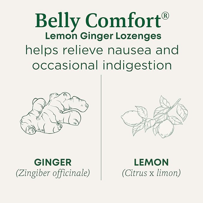 Traditional Medicinals Organic, Belly Comfort Lozenges, Lemon Ginger - Supports Nausea Relief and Occasional Indigestion - Non-GMO, Stimulant-Free - 30 Individually Wrapped Lozenges