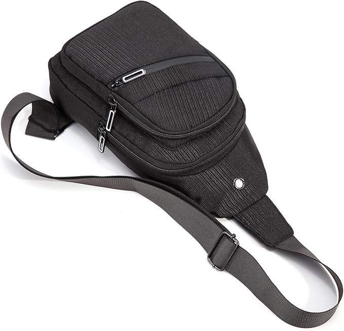 AOSTIHOT Crossbody Small Sling Backpack Sling Bag for Women, Chest Bag Daypack Crossbody for Travel Sport Running Hiking Black White