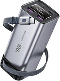 REWONDER 100W Power Bank Fast Charging 20000mAh with Built-in Retractable USB-C Cable, Portable Charger for MacBook Laptop, iPhone 17/16 Series, Samsung, TSA Approved for Air Travel