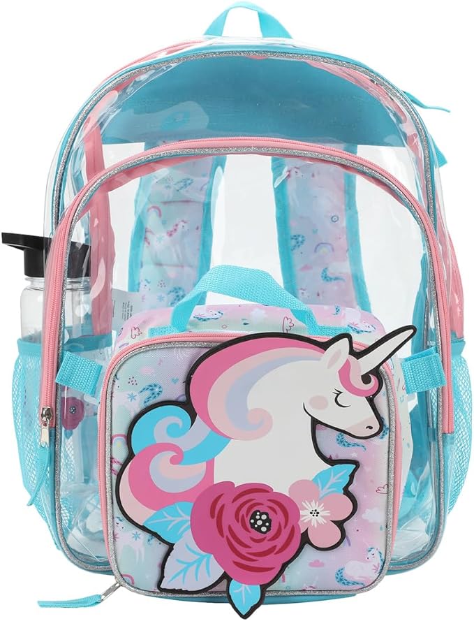 Floral Unicorn 5-Piece Backpack & Lunchbox Set With Water Bottle