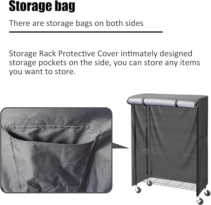 Heavy Duty 600D Wire Shelving Cover 36" x 14" x 54" - Grey Storage Rack Protector - Modern Fabric Shroud for Pantry, Laundry Room, and Basement