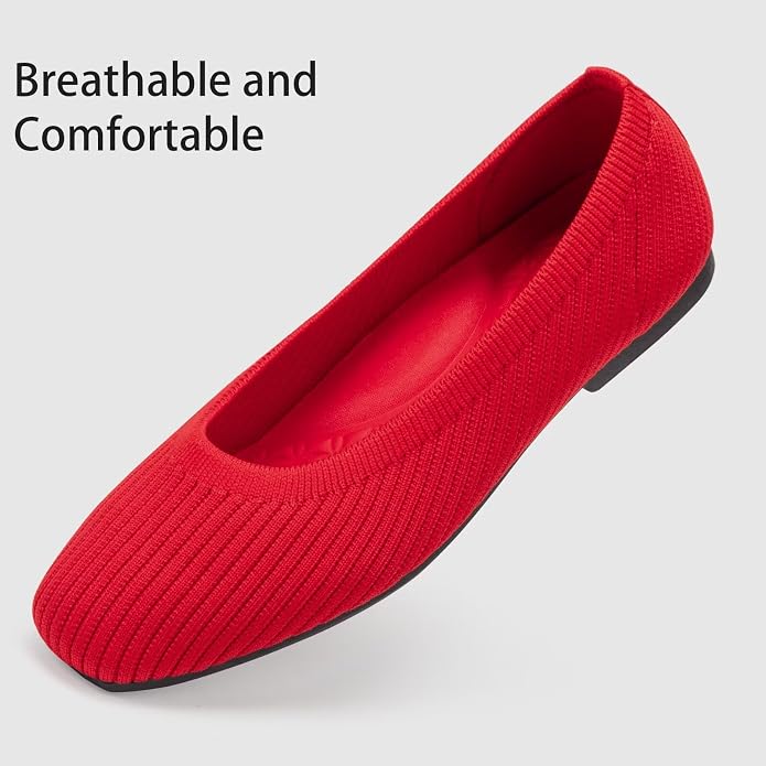 Frank Mully Women's Flats Square Toe Flats Comfortable Slip on Washable Ballet Flats Shoes for Women Dressy Work