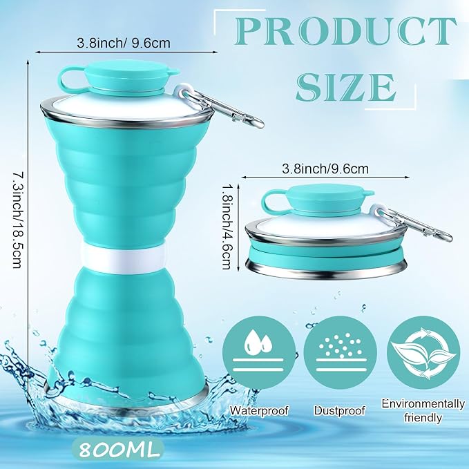 Nuenen 6 Pcs Collapsible Water Bottles 17 oz Silicone Foldable Water Bottles Portable Travel Water Bottle with Buckle for Camping Hiking Sports Outdoor Gym Summer (Bright Color)