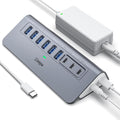 Powered USB Hub 10Gbps, intpw YH6AC 9-Port USB Splitter with USB A/USB C 3.2, 4 USB 3.0, 2 PD 45W Charging Ports, 65W Power Adapter + 3.3FT Cable, Aluminum USB Extender Hub for Laptop, PC,iPhone 17/16
