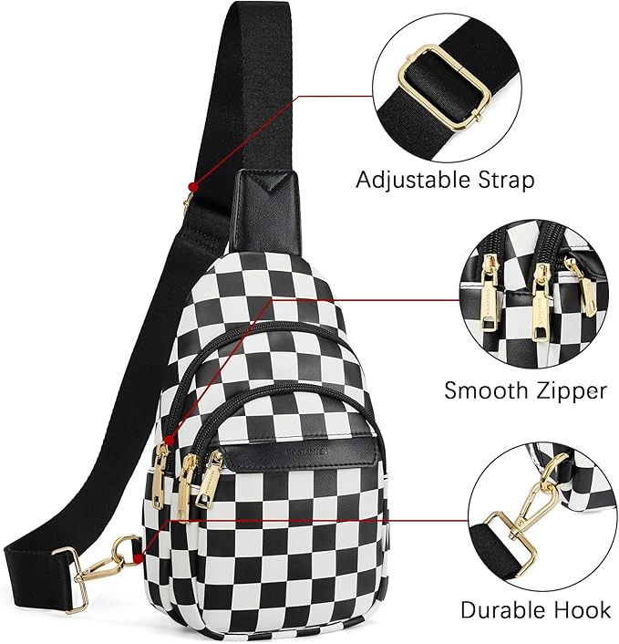 BOSTANTEN Sling Bag for Women Leather Crossbody Bags Fanny Pack Chest Bag for Travel