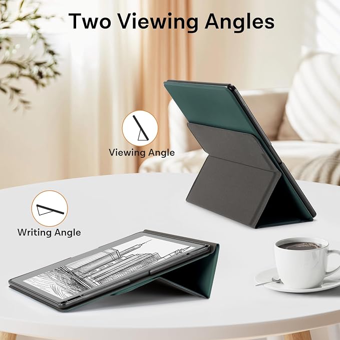 CoBak Case for E-Reader- All New PU Leather Cover with Auto Sleep Wake Feature for Tablet Reader 10.2" 2022 & 2024 Released with Pen Holder (not Compatible with Remarkable),Dark Green