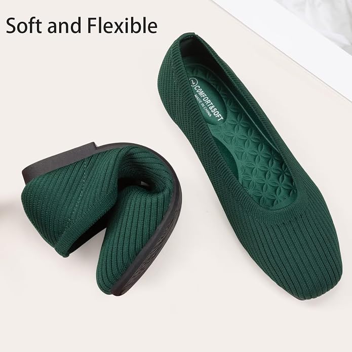 Frank Mully Women's Flats Square Toe Flats Comfortable Slip on Washable Ballet Flats Shoes for Women Dressy Work