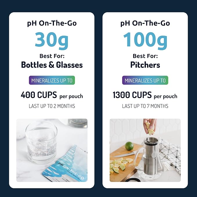 Invigorated Water pH ON-The-GO Alkaline Water Filter Pouch- Portable Alkaline Water Filtration System for Your Bottle, Pitcher, Jug, Container - High pH Water - Long-Life 105 Gallon/400 Litre (1-Pack)