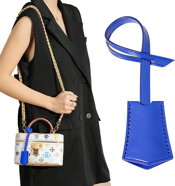 Microfibre Leather Tag for Luggage Bag or Suitcase, Decorative Hang Tag for Speedy 25 30 35 Handbag(Blue Tag)