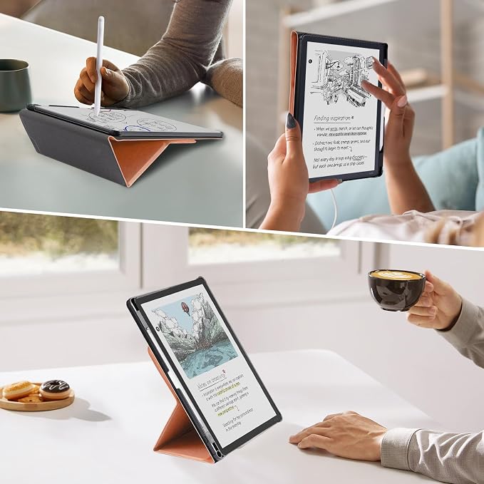 CoBak Case for 11" Kindle Scribe 3rd Generation 2025, Kindle Scribe Colorsoft with Two Viewing Angles - All New PU Leather Cover with Auto Sleep Wake, Pen Holder. Sheep Pink