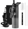 RAYMYLO Insulated Water Bottle 20 oz, Triple Wall Vacuum Stainless Steel (Cold for 24Hrs, Hot for 12Hrs), Leak Proof & Non-BPA, Modern Water Bottle Jug for School with Straw Spout Lids