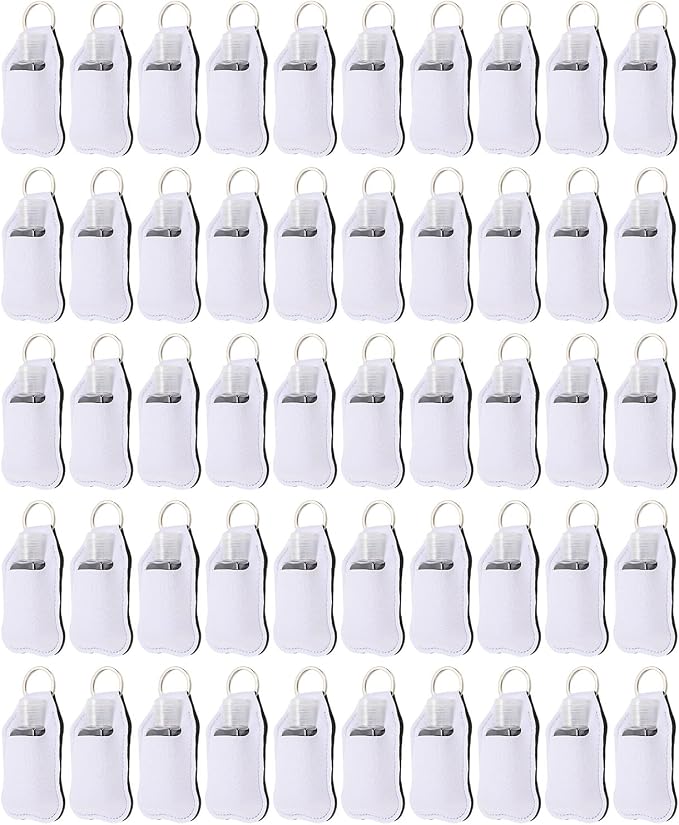 Pomya 30ml Refillable Travel Bottles | LeakProof Keychain Holders Set For Hand Sanitizer & Lotion (White)