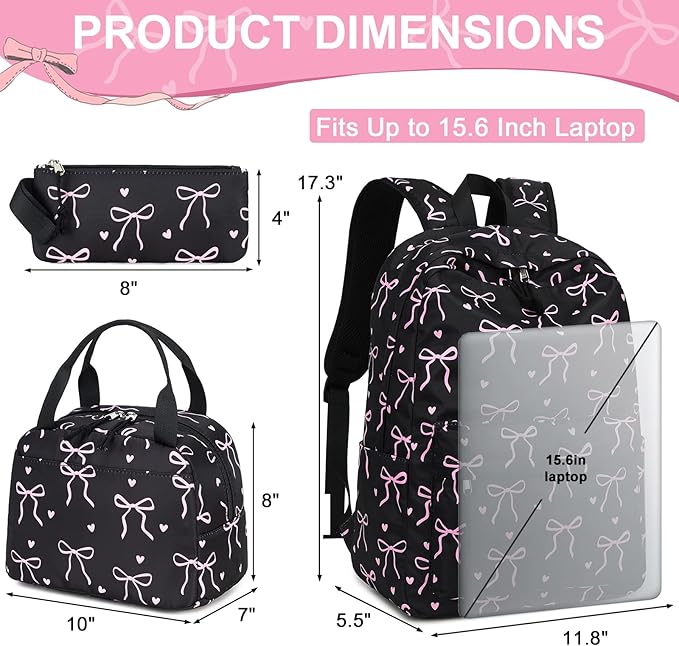 LEDAOU Backpack for Girls School Bag Kids Bookbag Teen Backpack Set Daypack with Lunch Bag and Pencil Case | Kids, Bookbag, Daypack, with Lunch Bag, and Pencil Case