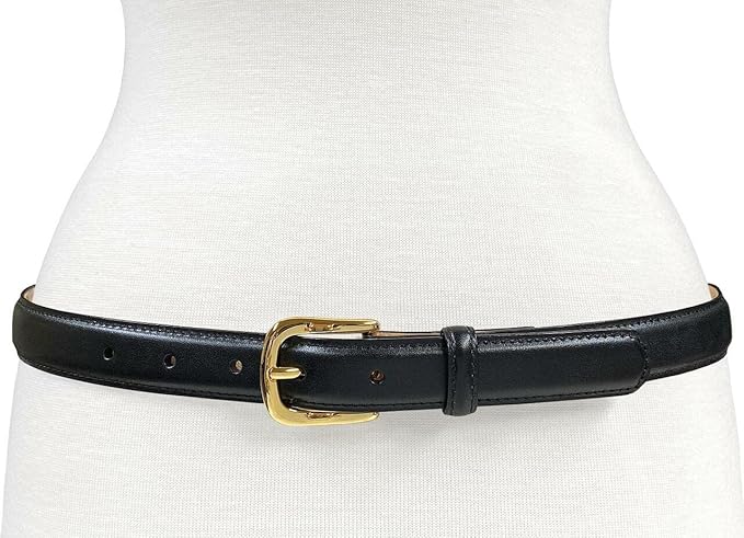 Genuine Full-Grain Cowhide Leather Dress Belt Solid Brass Gold Buckle 1-3/8'' or 1" Wide