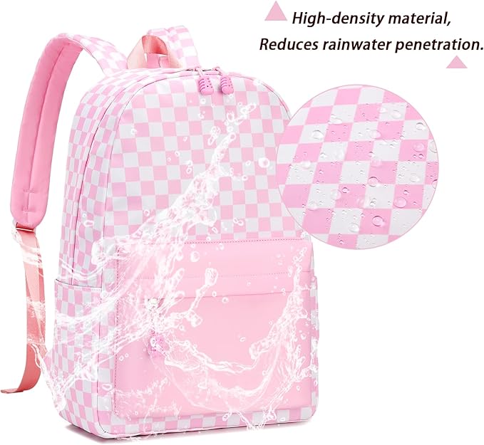 mezhsa Girls School Backpack Elementary Middle Lightning Bookbag Laptop Teenager Waterproof Lightweight 17 Inches (pink)