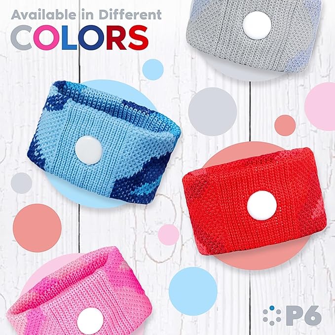 P6 Motion Sickness Bands for Adults Wristbands for Anti Nausea Sea Cruise Travel Car Pregnancy Morning Sickness All-Natural Non Drowsy Relief Acupressure Treatment (2 Pack, Pink - Pink)