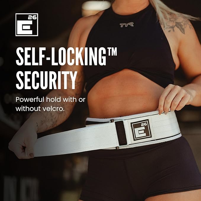 Element 26 Self-Locking Weight Lifting Belt - 4-Inch Nylon Support for Men and Women - Squat and Deadlift - Gym Training