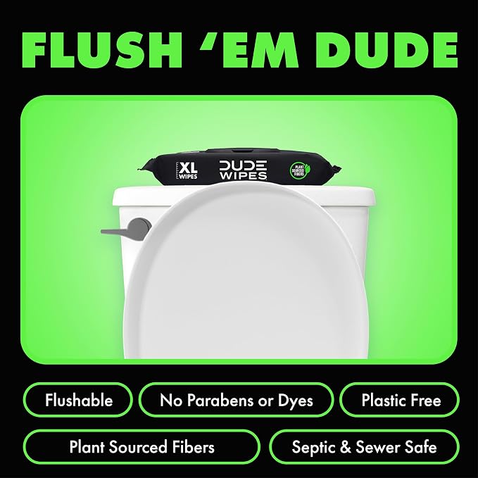 DUDE Wipes Herbal Relief Flushable Wipes - Extra-Large Adult Wet Wipes - 12 Pack (144 Count) - Infused with Soothing Witch Hazel, Geranium Essential Oils, Vitamin E, and Aloe - Septic and Sewer Safe