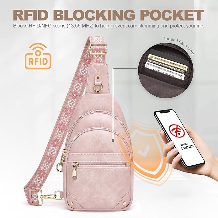 SYTRAH Anti Theft Crossbody Bags for Women, RFID Sling Bag Travel Purse, RFID Cross Body Purses Chest Bag for Travel