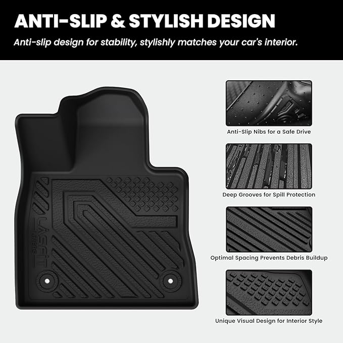 LASFIT Floor Mats & Cargo Liner with Backrest Mat for Ford Explorer 2022-2025 2026 6 Passenger, Custom Fit All Weather Protector TPE Easy Clean Floor Liners, Car Mats for Explorer Accessories, Black