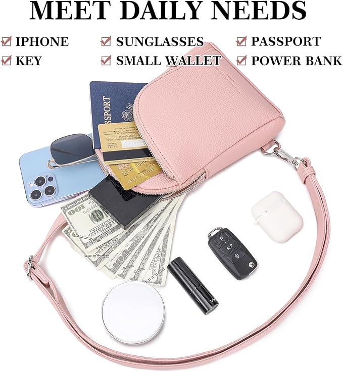 INICAT RFID Blocking Sling Bag, Anti Theft Crossbody Bag for Women Compact Travel Purses Vegan Leather