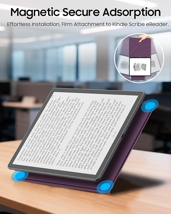 Fintie Case for 11" Kindle Scribe 2025 (3rd Gen) and Kindle Scribe Colorsoft 2025 (1st Gen), Slim Lightweight Multi-Viewing Angles Stand Detachable Magnetic Cover with Pen Buckle, Purple