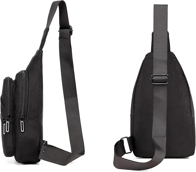 AOSTIHOT Crossbody Small Sling Backpack Sling Bag for Women, Chest Bag Daypack Crossbody for Travel Sport Running Hiking Black White