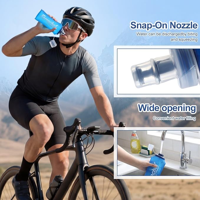 12 Pcs Soft Flask 17oz/500ml TPU Collapsible Water Bottle Foldable Hydration Flask for Running Hiking Cycling Climbing