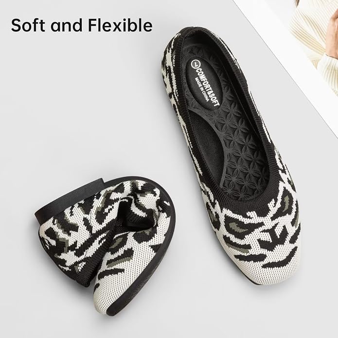 Frank Mully Women's Flats Square Toe Flats Comfortable Slip on Washable Ballet Flats Shoes for Women Dressy Work