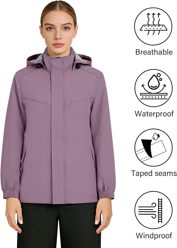 iCreek Rain Suit Waterproof Hooded Rain Gear Breathable Lightweight Packable Rain Jacket Pants Men Women for Hiking Fish Golf