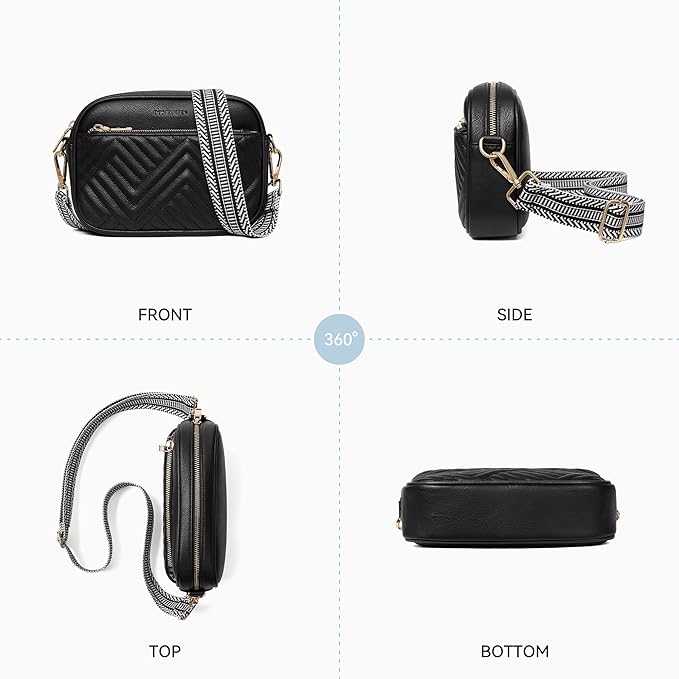 BOSTANTEN Quilted Crossbody Bags for Women Vegan Leather Purses Shoulder Handbags with Wide Strap