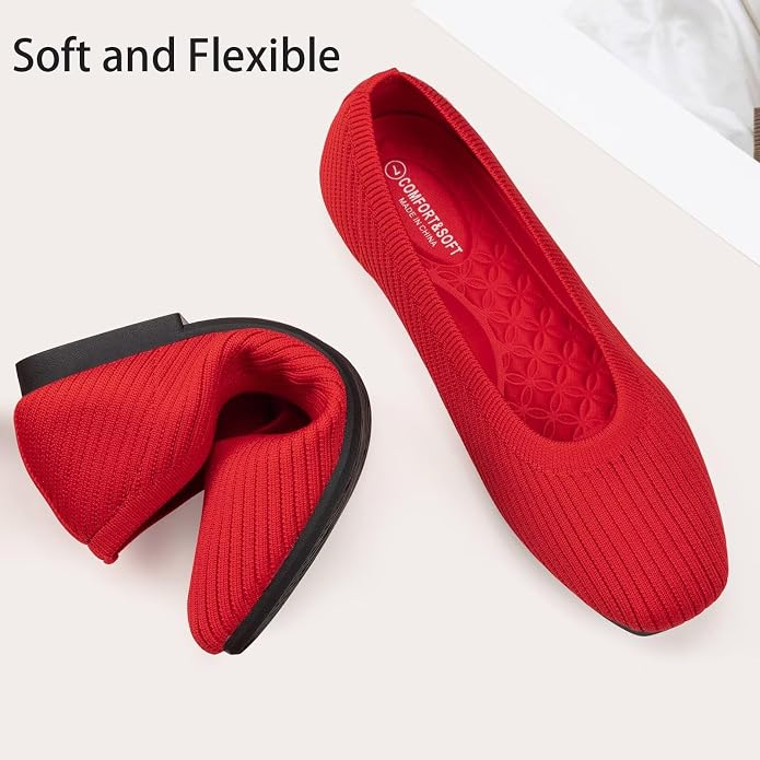 Frank Mully Women's Flats Square Toe Flats Comfortable Slip on Washable Ballet Flats Shoes for Women Dressy Work