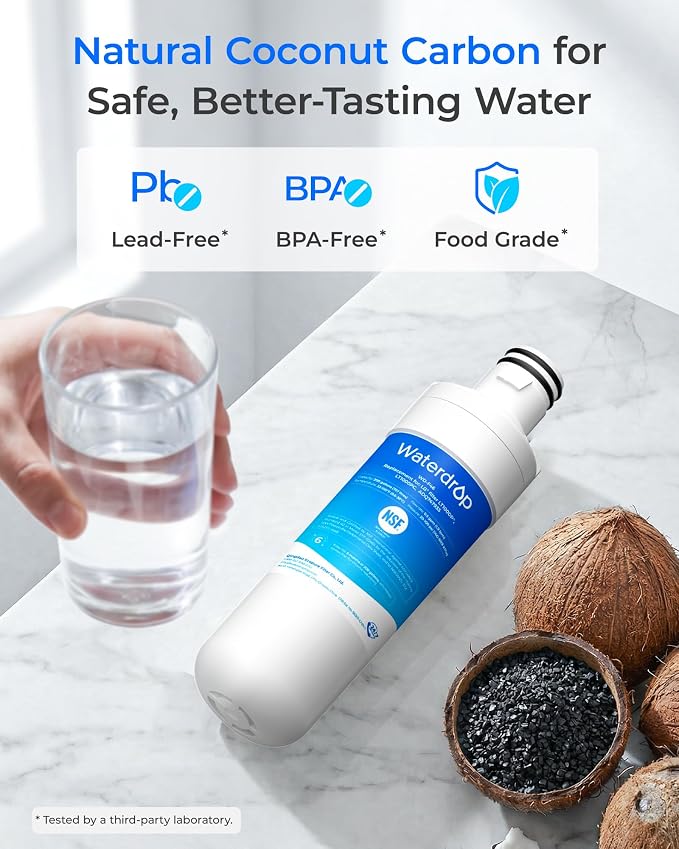 Waterdrop LT1000PC ADQ747935 MDJ64844601 NSF Certified Refrigerator Water Filter, Replacement for LG® LT1000P®, ADQ74793501, ADQ74793502, 46-9980, 9980, LFXC24796S, LSFXC2496D