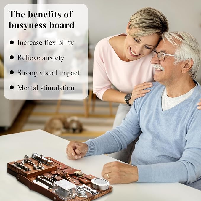 Dementia Activities for Seniors,Fidget Busy Board for Adults with Dementia,Engaging Alzheimers Activities & Tactile Stimulation,Thoughtful Gift for People with Alzheimer's (Compass Version)