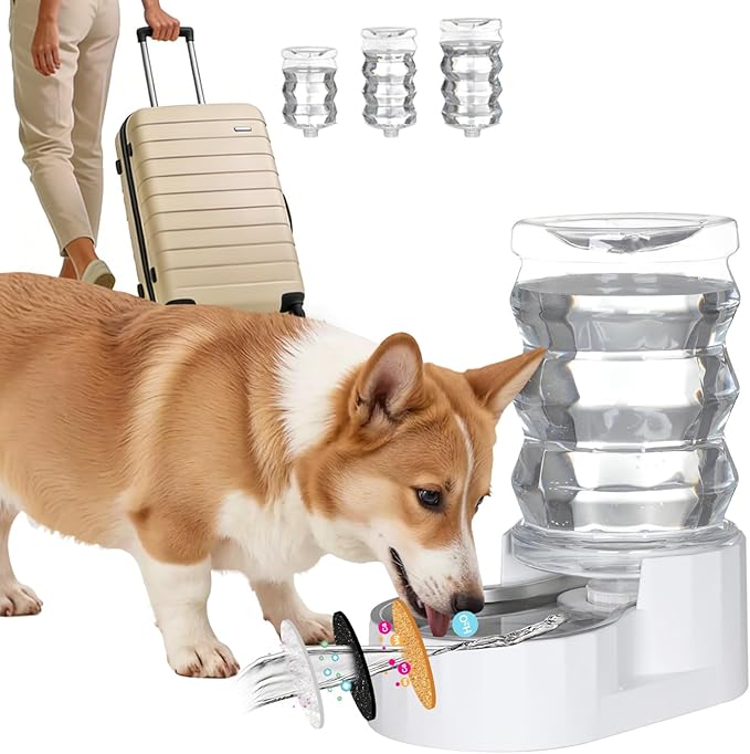 RIZZARI 6.5L Stainless Steel Pet Water Dispenser,Gravity Auto-Refill | Stainless Steel Bowl,Activated Carbon Filter,Ion Exchange Resin,Gravity Auto Refill,Ideal for Cats & Small Dogs