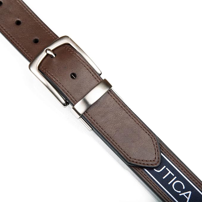 Nautica Men's Reversible Leather Belt | 2-in-1 | Classic | Everyday | Business | Work | Dress | Casual | Metal Buckle