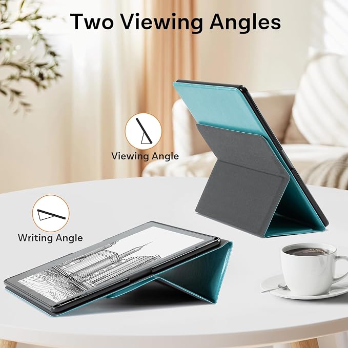 CoBak Case for Tablet Reader - All New PU Leather Cover with Auto Sleep Wake Feature for Tablet Reader 10.2" 2022 & 2024 Released with Pen Holder (not Compatible with Remarkable),Mint Green