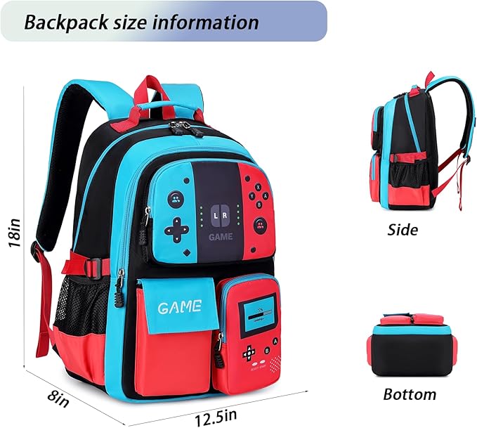 Boys Backpack Kids Bookbag TeensSchool Bag LuminousGame Large capacity bag(1Blue)
