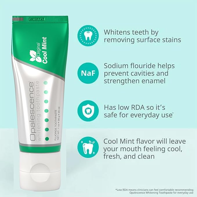 Opalescence Whitening Toothpaste, Fluoride Teeth Whitening Toothpaste, Mint Flavor, 1 Ounce, Travel Size